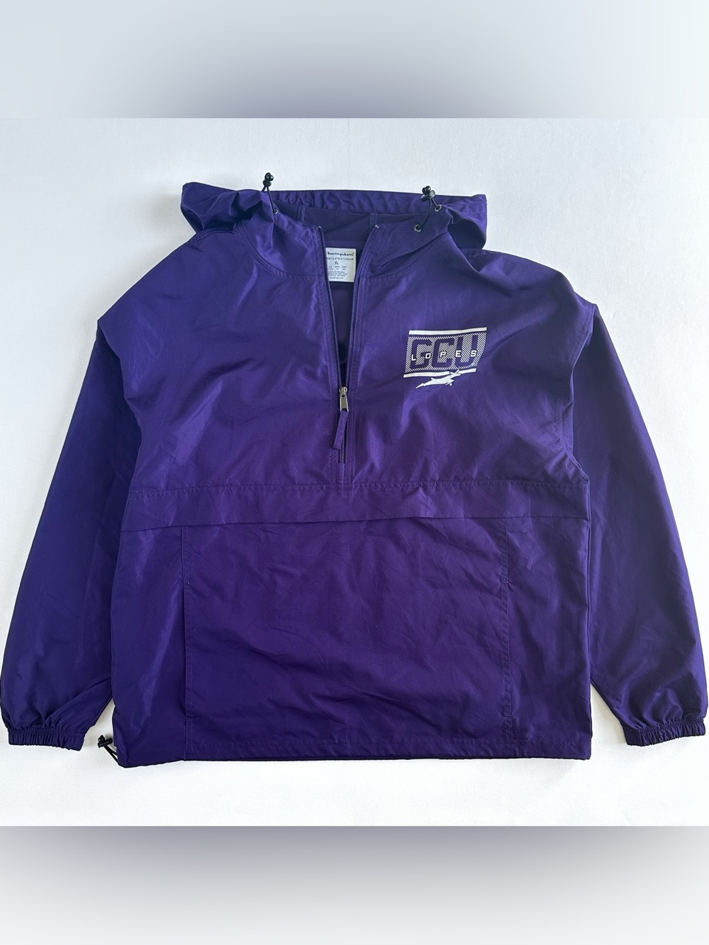 Champion Packable Purple Hooded Windbreaker Water Resistant Unisex 80s Retro
